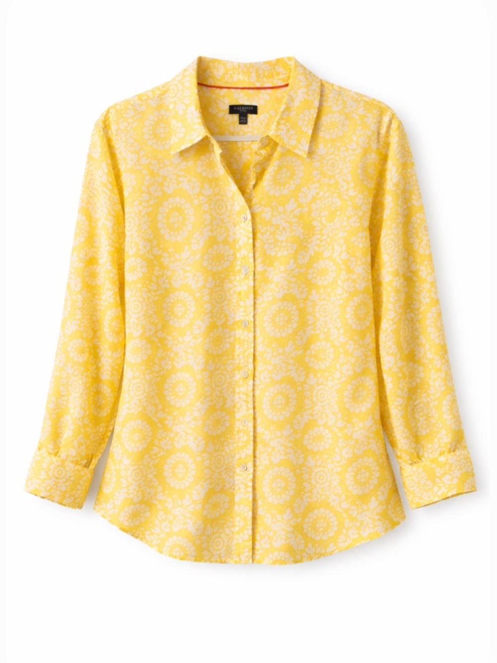 Talbots Yellow and White Floral Button-Up Blouse